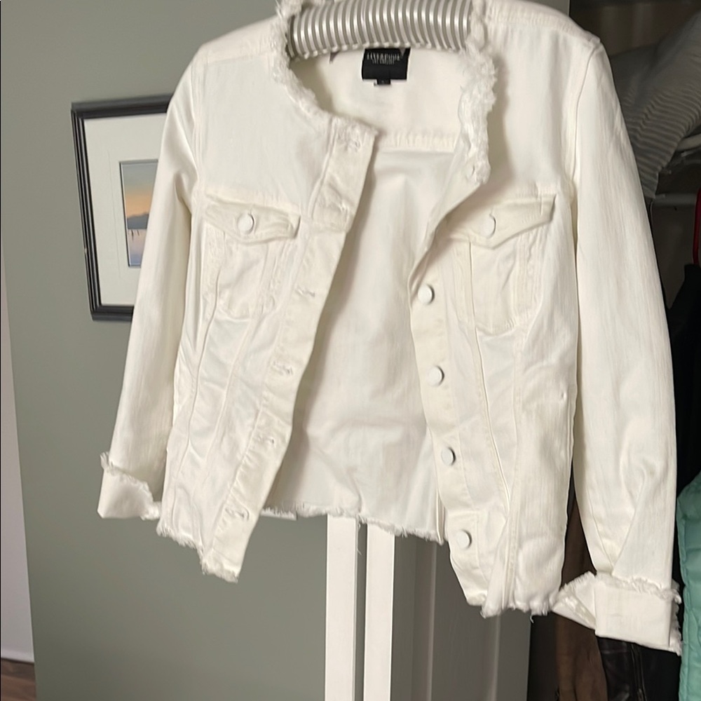 Liverpool Frayed Denim White Jean Jacket